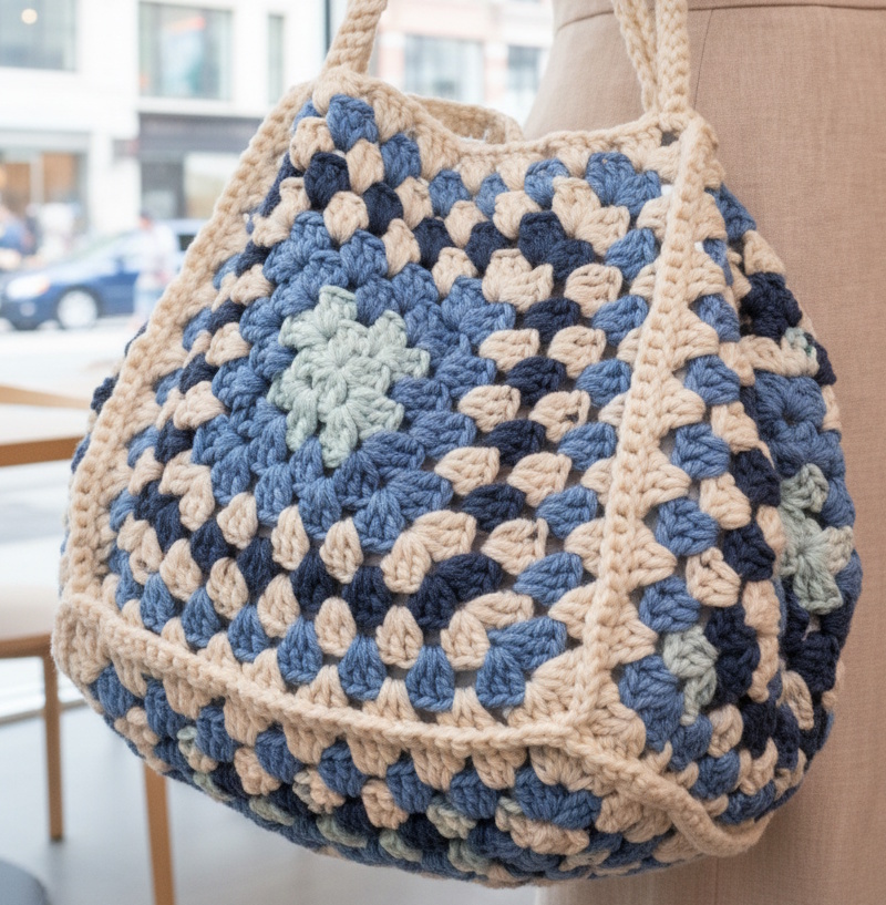Free Crochet Pouch Bag Pattern with Granny Squares