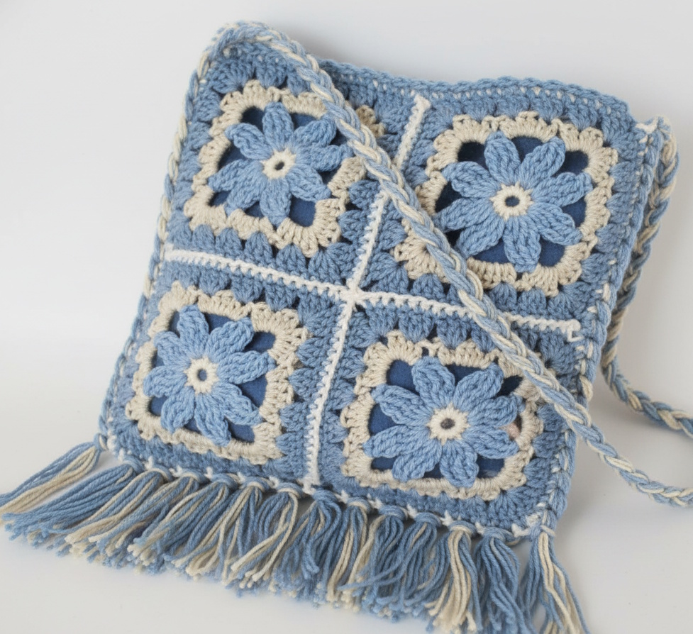 Colorful Cotton Granny Square Motif Bag