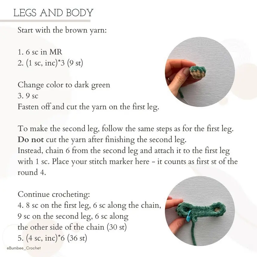 Crochet bear pattern: the legs Crochet bear pattern the legs