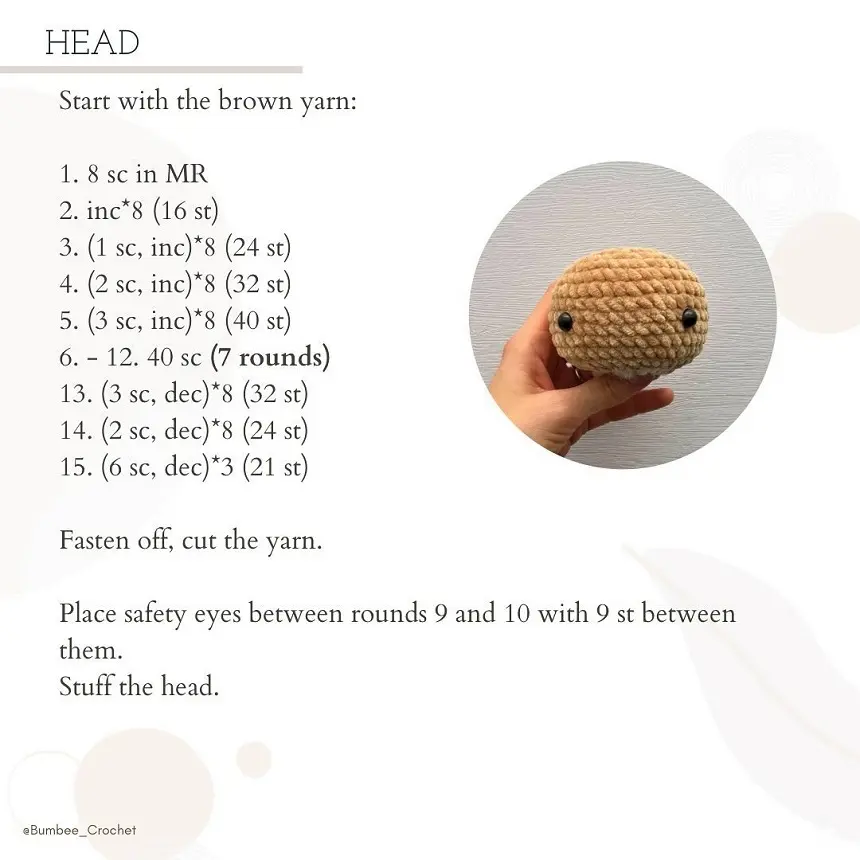 Crochet bear pattern: the head Crochet bear pattern the head