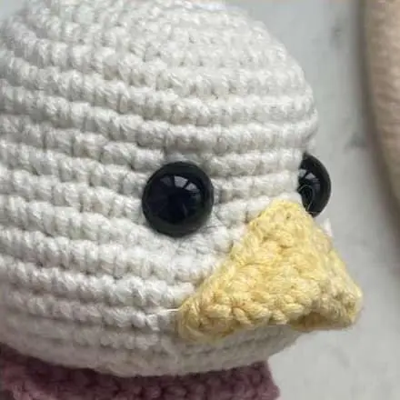 Crochet duck eye tightening