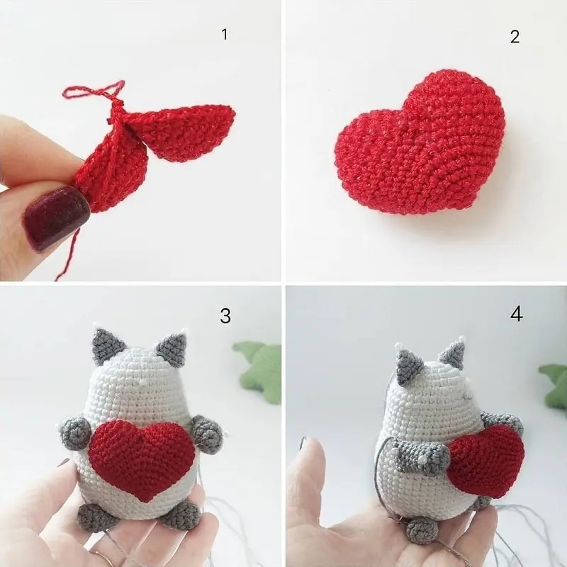 Amigurumi cat with a heart tutorial