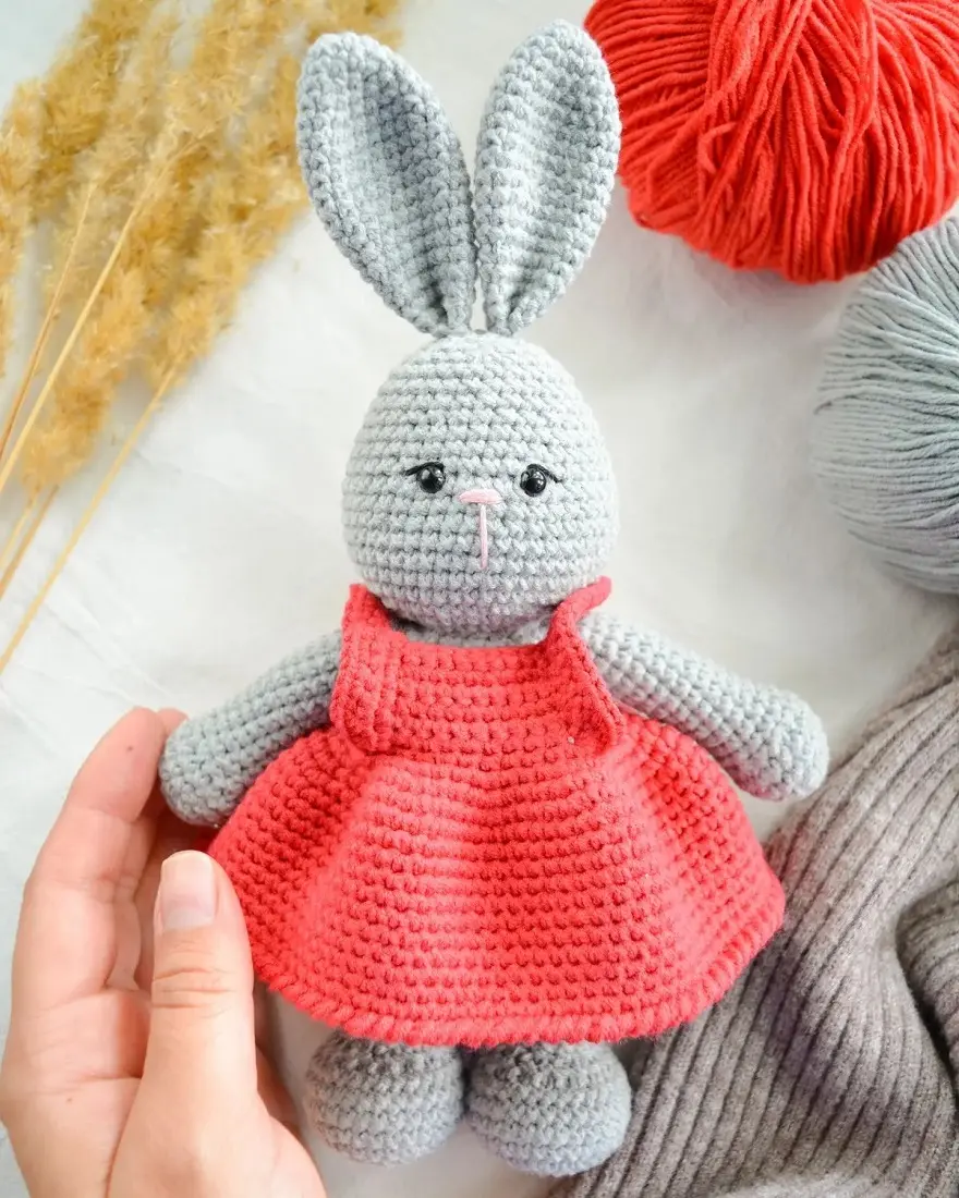 Crochet bunny in dress amigurumi