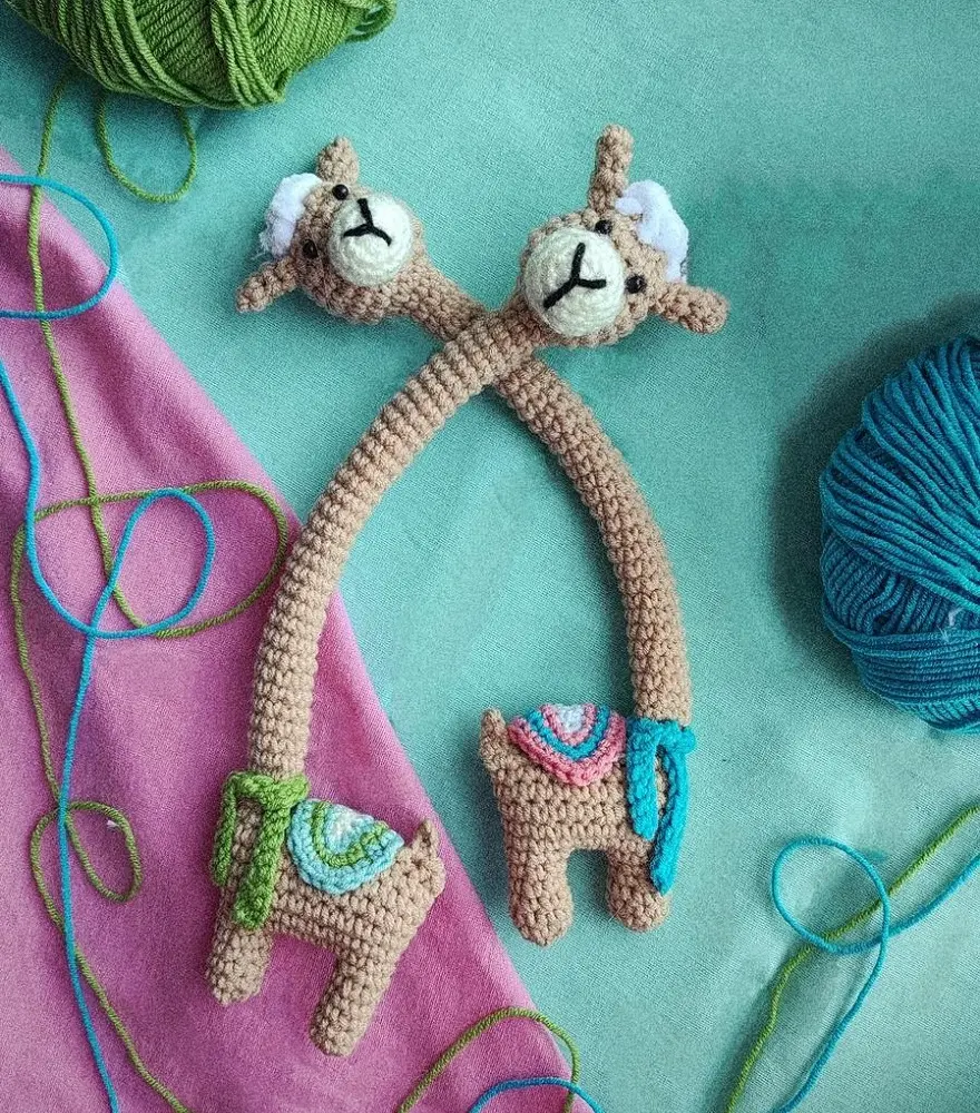 Crochet long-necked alpaca bag charm