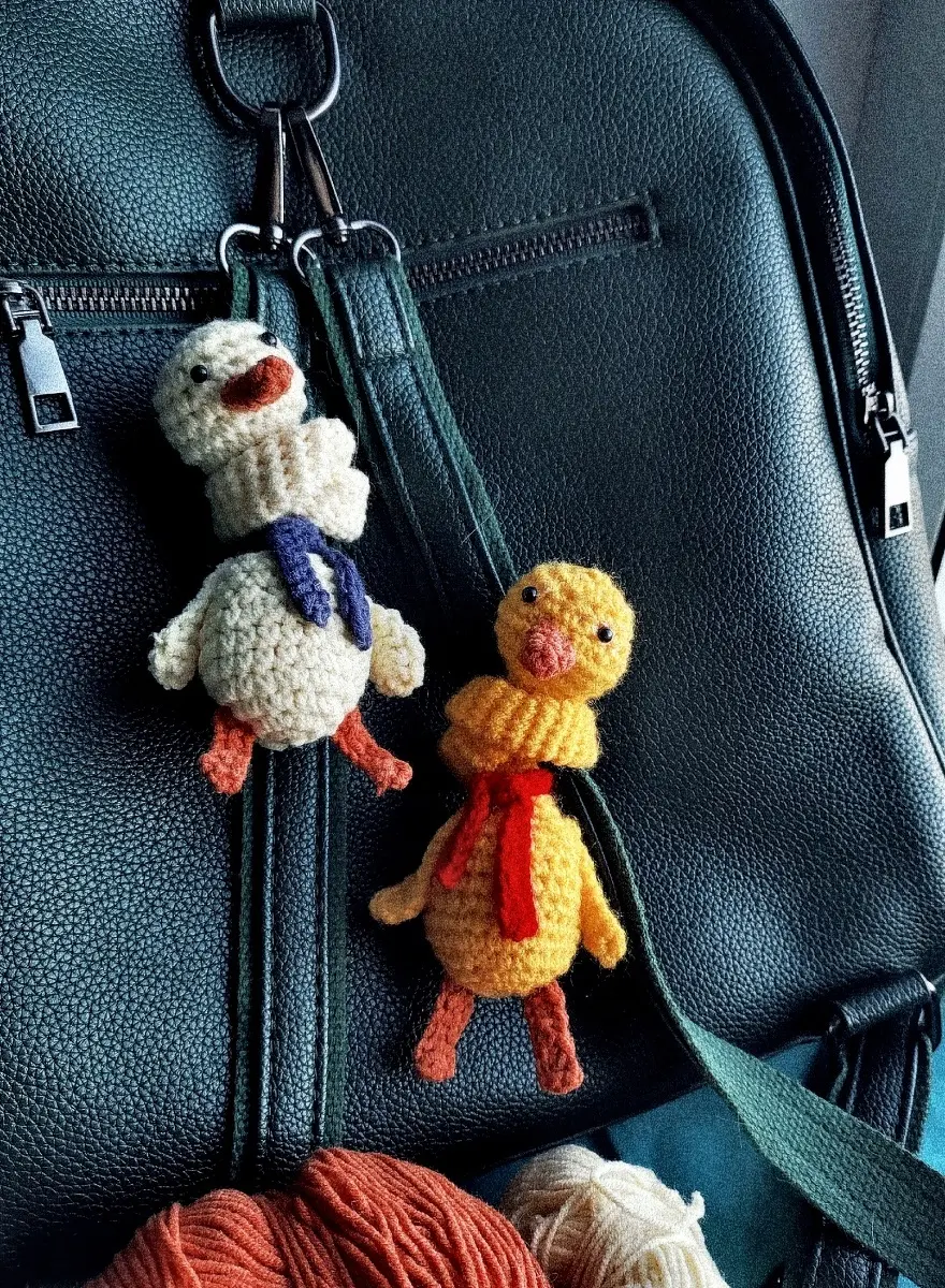 Crochet long necked goose bag charm