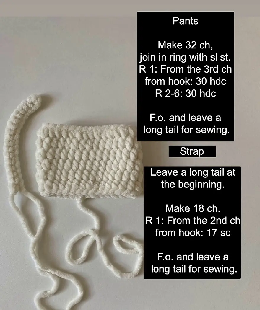 Crochet pants for a toy pattern