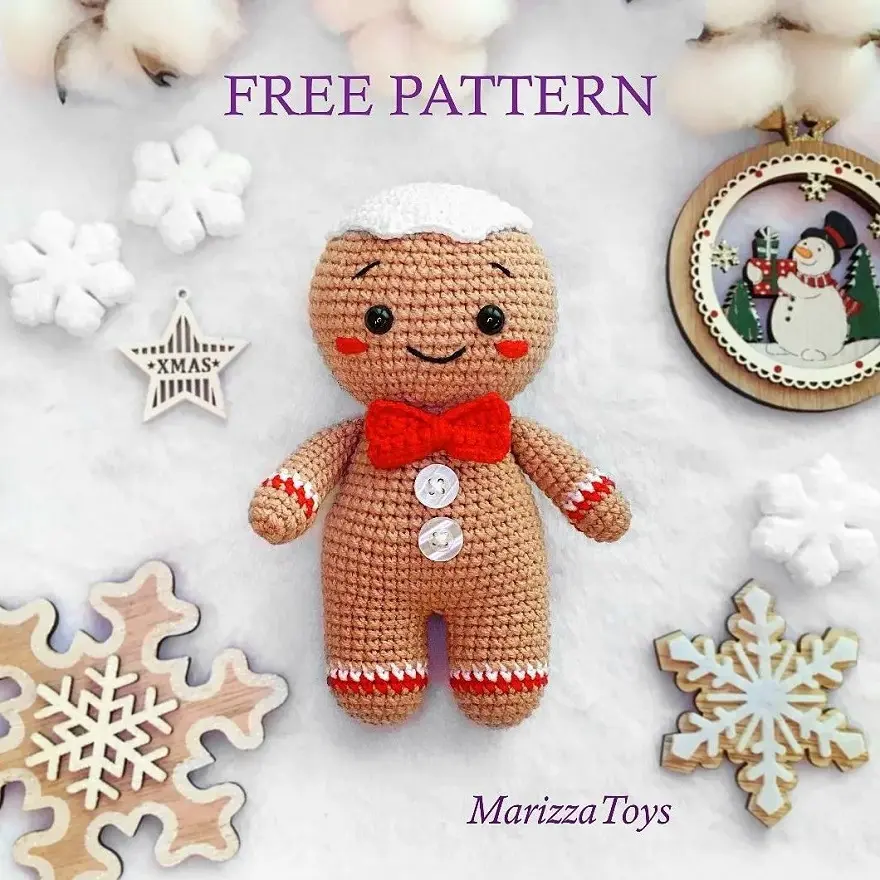 Gingerbread man amigurumi pattern