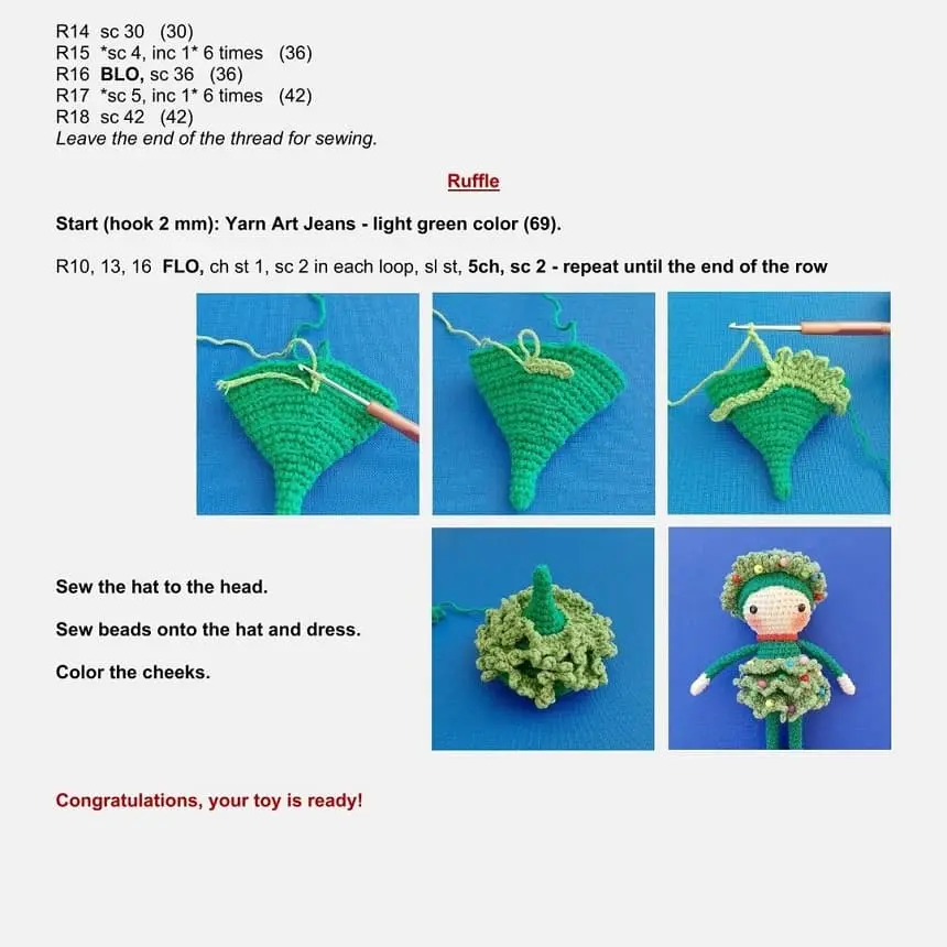 Crochet Christmas tree doll pattern