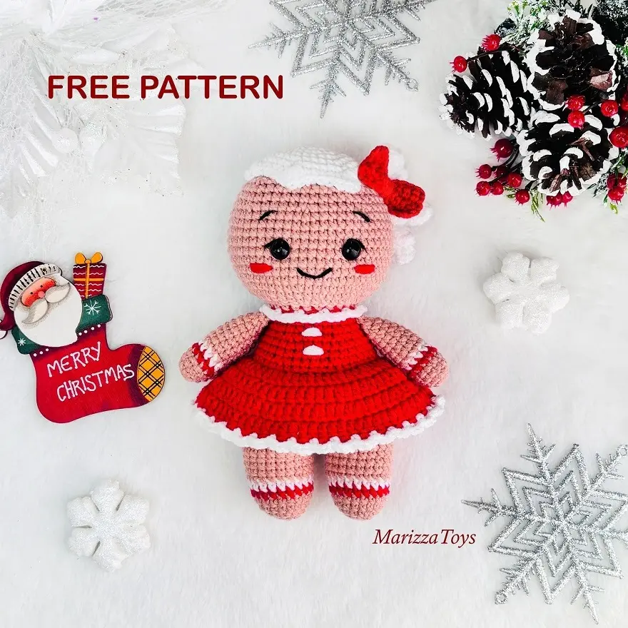 Gingerbread girl amigurumi pattern