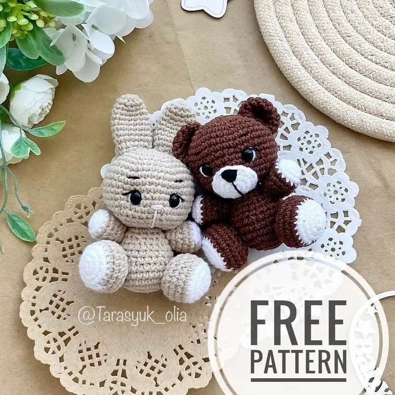 Crochet bunny and teddy bear free pattern