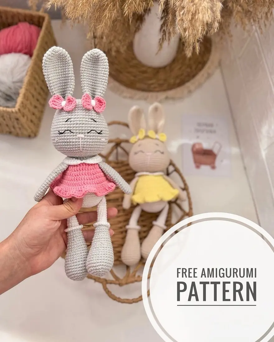 Crochet bunny in dress pattern