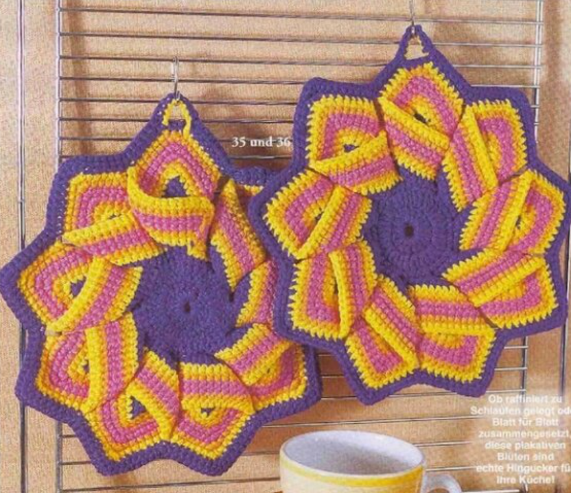 Loop Flower Crochet Potholder Pattern
