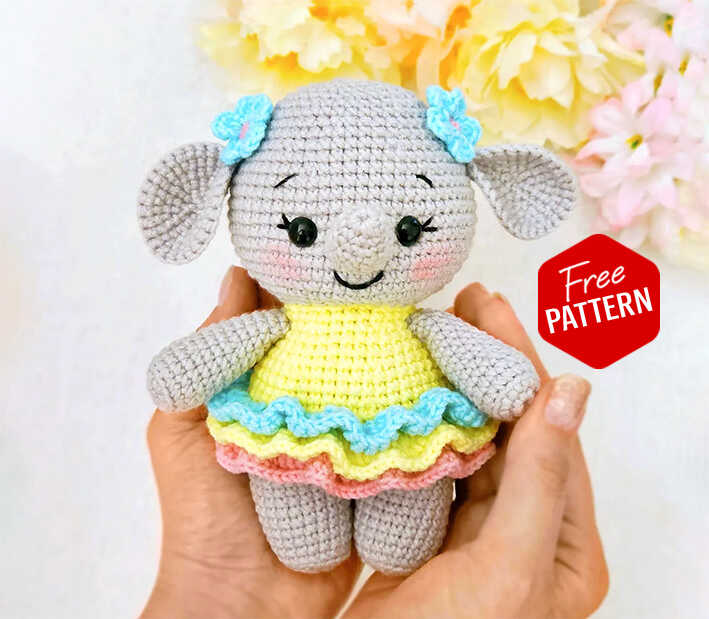 Free Elephant In Dress Amigurumi Crochet Pattern: Beginner Friendly