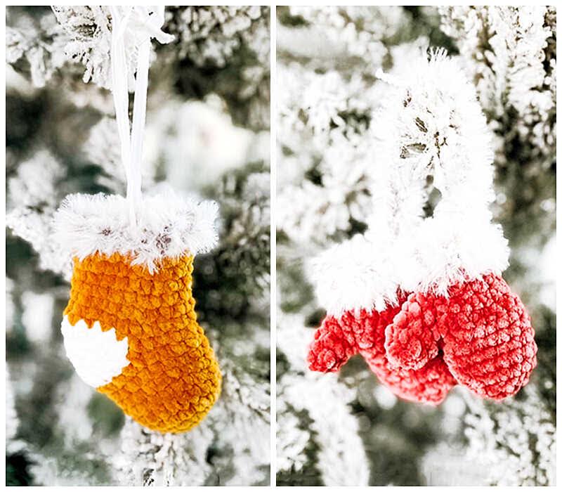 Christmas Stocking and Mittens Ornament Free Pattern