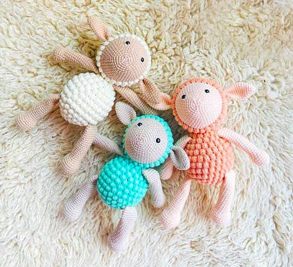 cute lamb amigurumi free crochet pattern colorful sheep crochet plush toys