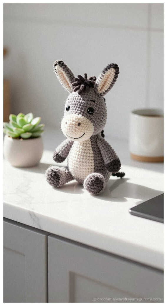 Beginner Friendly Amigurumi: Easy no sew donkey pattern for fast crafting, AI rendering.