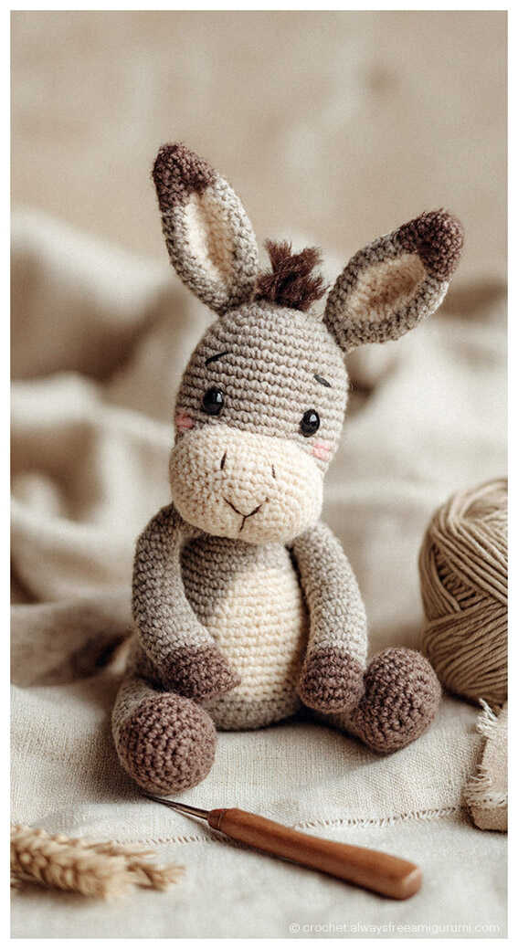 Quick to Make Amigurumi: No sew festive donkey variant for holiday gifts, AI visualization.