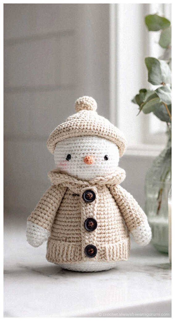 cute snowman amigurumi free crochet pattern winter handmade crochet toy