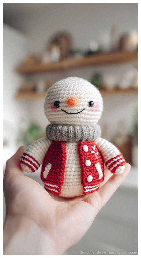 cute snowman amigurumi free crochet pattern winter handmade plush toy
